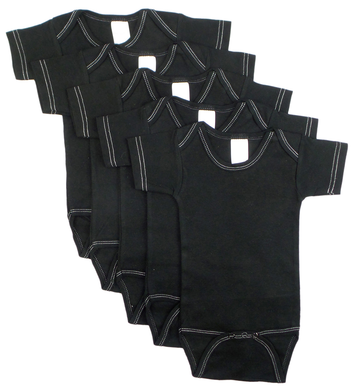 Black Onezie with White Stitch (Pack of 5)