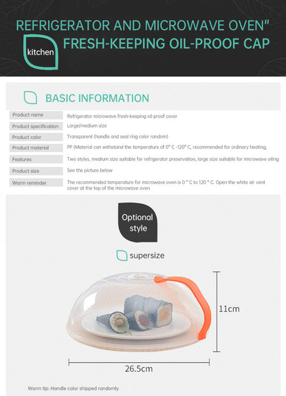 Professional Microwave Food High-Temperature Anti-Sputtering With Handle Heat Resistant Lid For Microwave Fresh-Keeping Cover