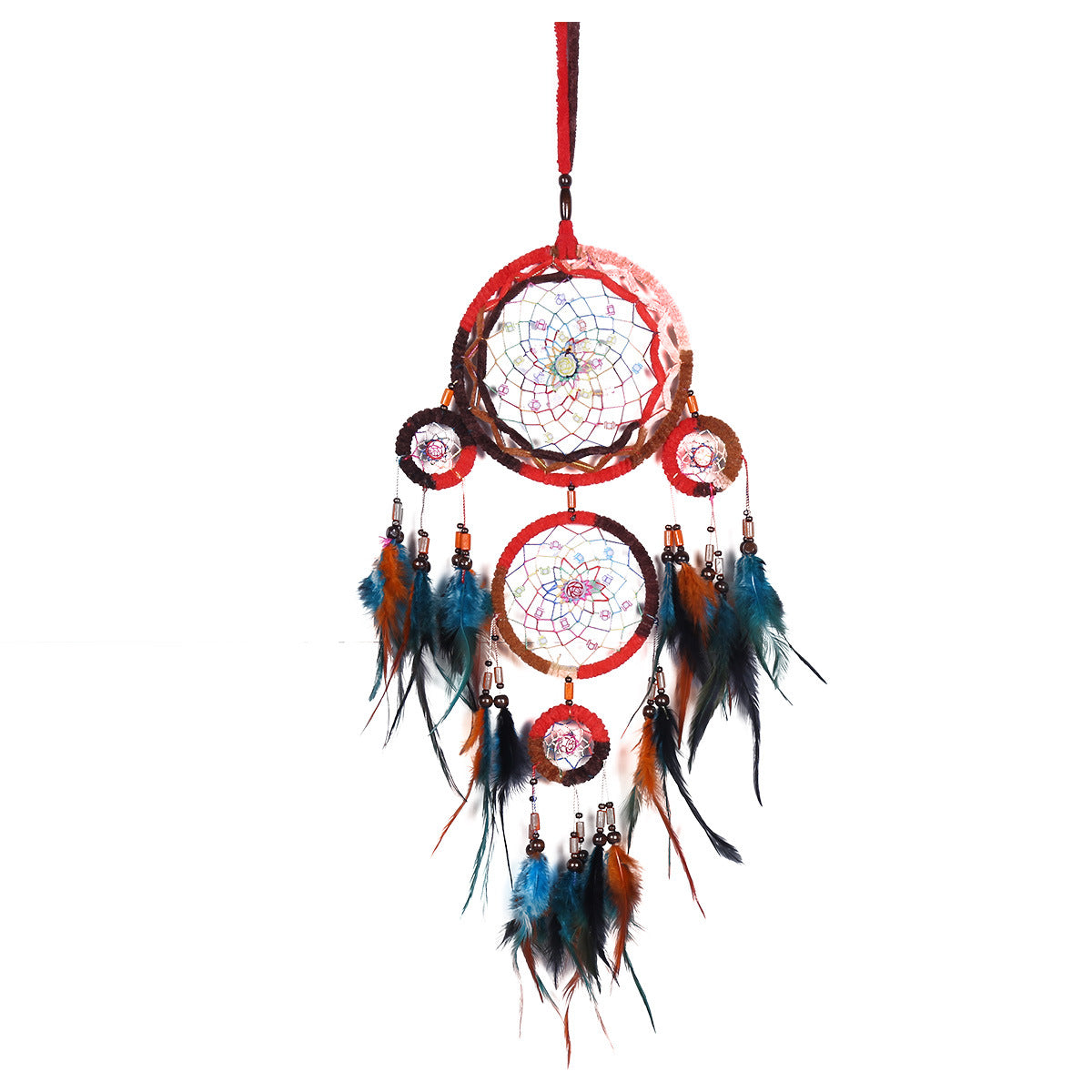 Five Ring Dream Catcher Feather Pendant Handicraft Making Wind Chimes Creative Gifts Home Wall Decoration