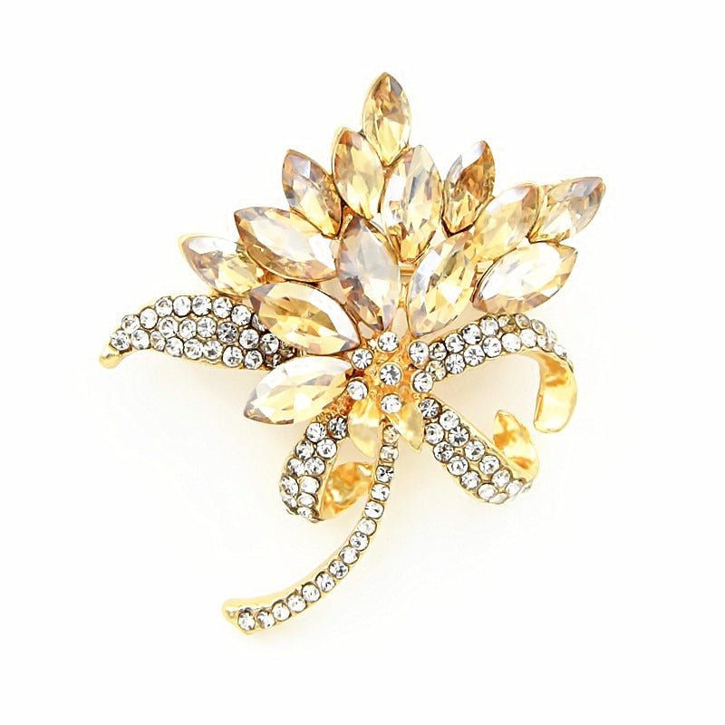 Hot selling and exquisite ink orchid, water diamond, Bauhinia bouquet, glass crystal brooch, clothing, and corsage accessories