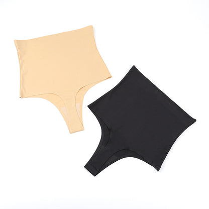 High Waist Large Size Belly Pants Women's Non-Slip Glue Drop Ice Silk Thong Body Shaper