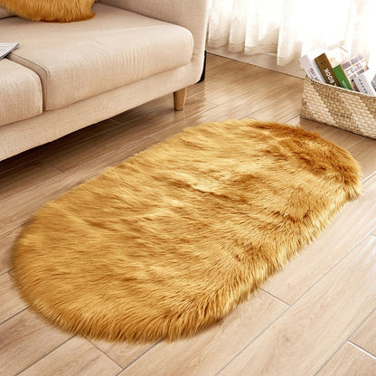 Imitation Wool Carpet, Oval Plush Carpet, Tea Table, Living Room, Bedroom, Bedside Blanket, Window Mat