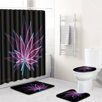 S 3D Printing Maple Leaf Bathroom Mats 180*180cm Shower Curtain 4pcs Bath Mat Sets Home Decoration