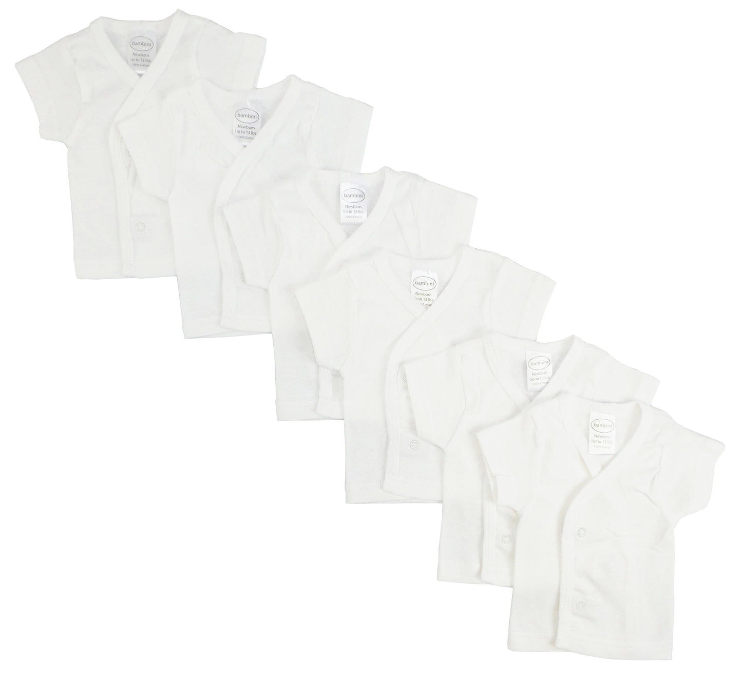 White Side Snap Short Sleeve Shirt 6 Pack