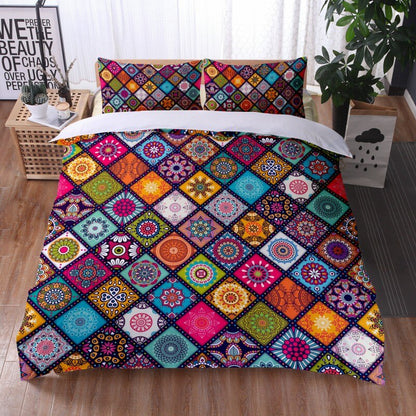 Fashionable 3 Pieces Bohemian Style Bedding Set Large Mandala Feather Printed Duvet Cover With Pillowcase Not Included Sheets