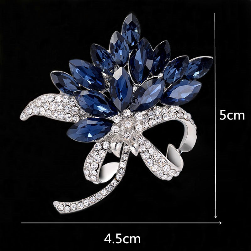 Hot selling and exquisite ink orchid, water diamond, Bauhinia bouquet, glass crystal brooch, clothing, and corsage accessories