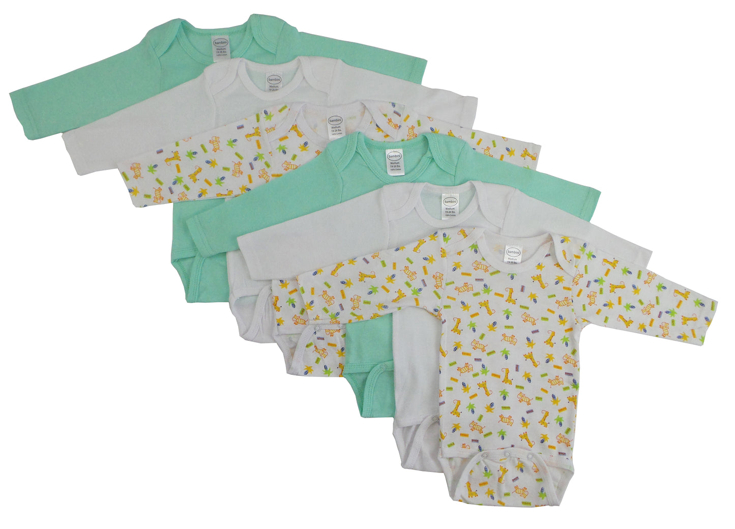 Boys Longsleeve Printed Onesie Variety 6 Pack