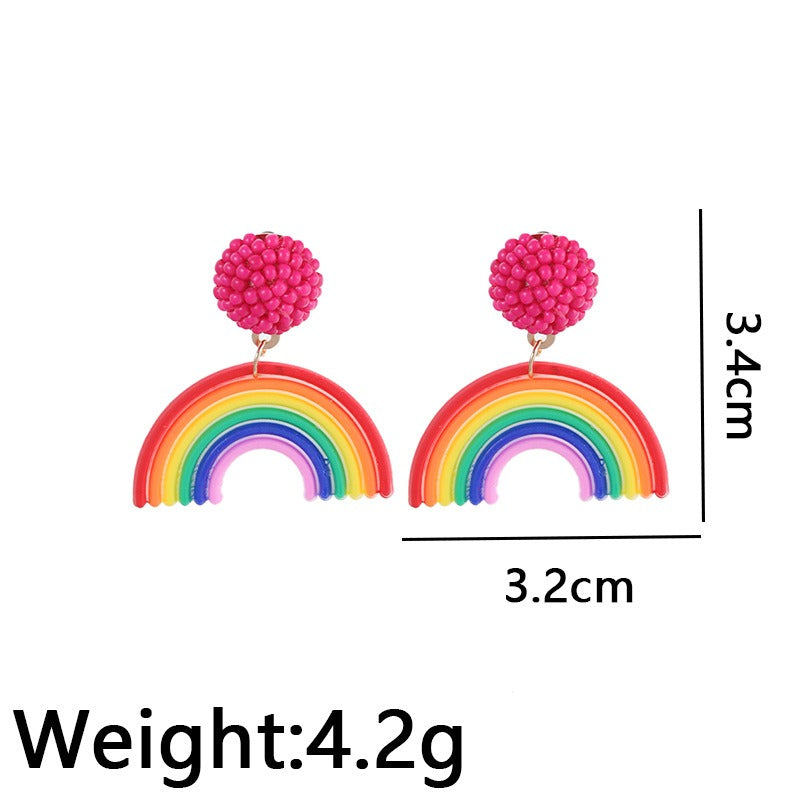 Rainbow Fashion Rice Ball Earrings