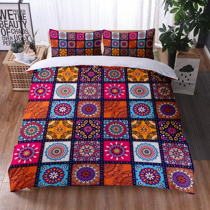 Fashionable 3 Pieces Bohemian Style Bedding Set Large Mandala Feather Printed Duvet Cover With Pillowcase Not Included Sheets