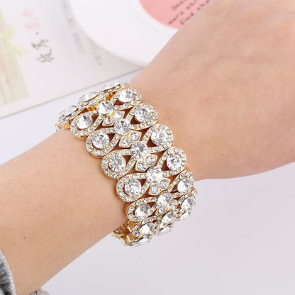 Jewelry Fashion Classic Luxury Full Diamond Crystal Elastic Handmade 8 Character Bracelet