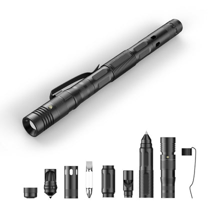 Multifunctional Tactical Pen Flashlight Defense Pen Broken Window Hammer EDC Outdoor Supplies Self-Defense Survival Tools Aluminum Alloy