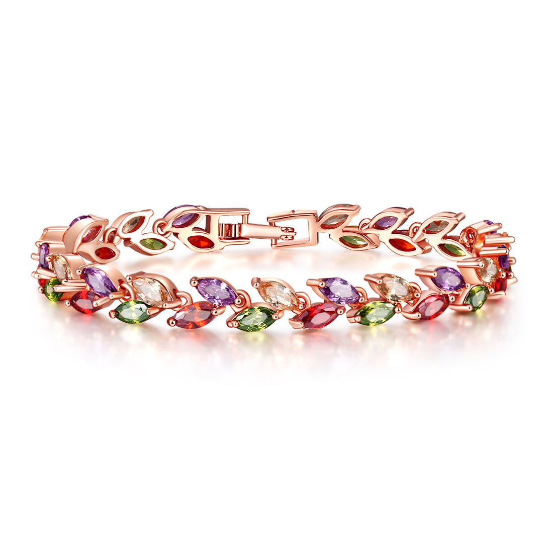 Bracelet Bracelet Jewelry Fashion Colorful Crystal Willow Leaf Bracelet Copper Zircon Bracelet