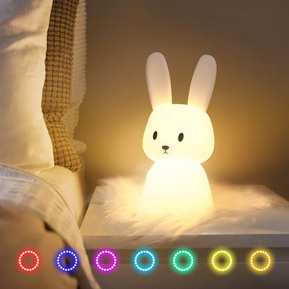 Rabbit Silicone Table Lamp Bedroom Bedside Lamp Sleeping Baby Feeding Eye Care Children Sleeping Paip Gradient Lamp