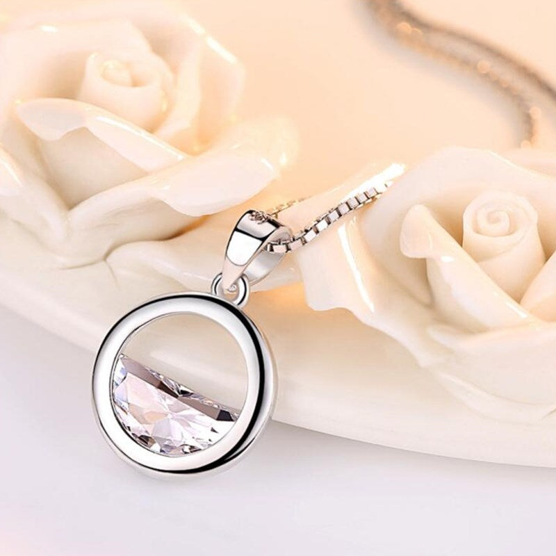 NEHZY 925 sterling silver women's fashion new jewelry high quality crystal zircon round retro simple pendant necklace long 45CM