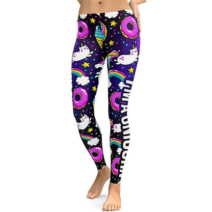 Arrival Unicorn Leggings Women Ice Cream Rainbow Letters Ring Digital Print Leggins Plus Size Workout Legging