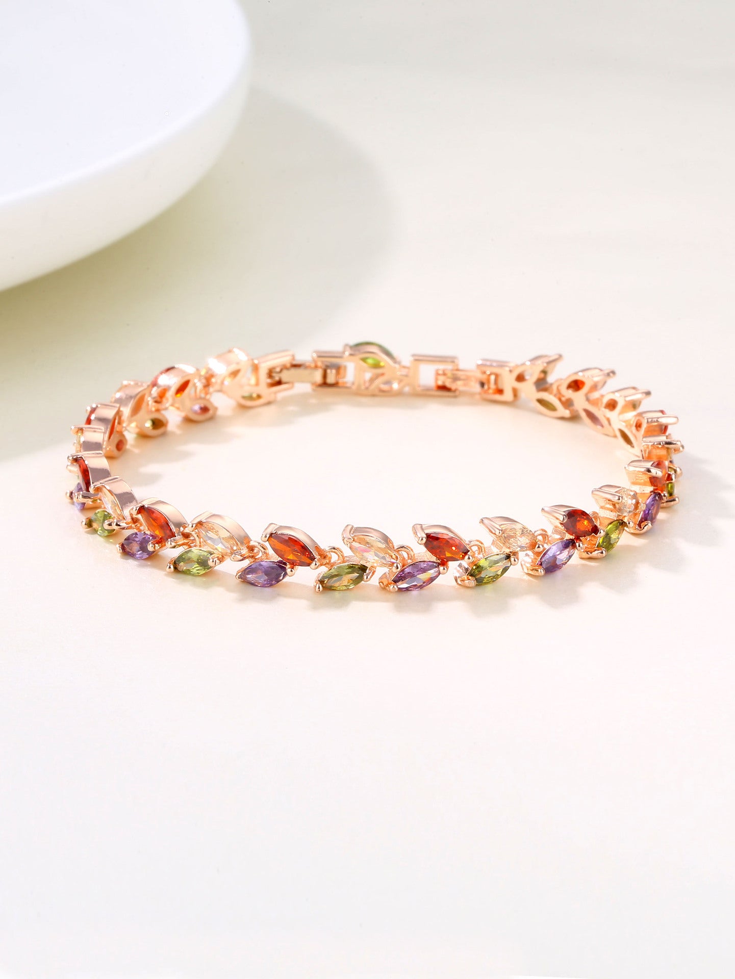 Bracelet Bracelet Jewelry Fashion Colorful Crystal Willow Leaf Bracelet Copper Zircon Bracelet