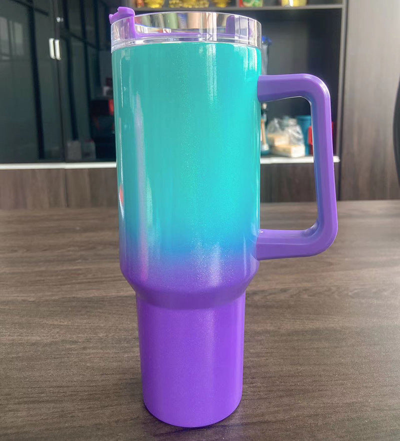 40oz Rainbow Paint Thermal Sublimation Handle Car Cup 304 Stainless Steel Insulation and Cold Insulation Car