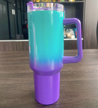 40oz Rainbow Paint Thermal Sublimation Handle Car Cup 304 Stainless Steel Insulation and Cold Insulation Car