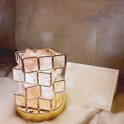 USB Crystal Table Lamp Three Color Dimming Magic Cube Stone Romantic Atmosphere Lights Bedroom Bedside Night Light For Home Room