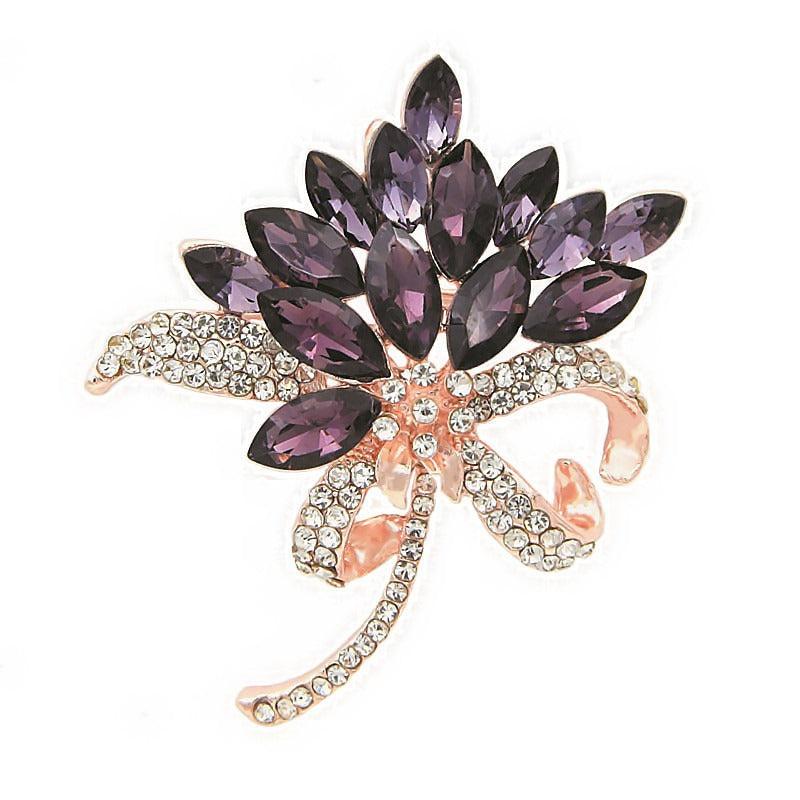 Hot selling and exquisite ink orchid, water diamond, Bauhinia bouquet, glass crystal brooch, clothing, and corsage accessories