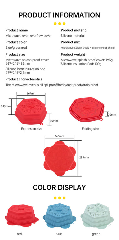 Microwave Oven Anti Spluttering Lid Collapsible Silicone Microwave Food Cover with Plate Microwave Cover lids