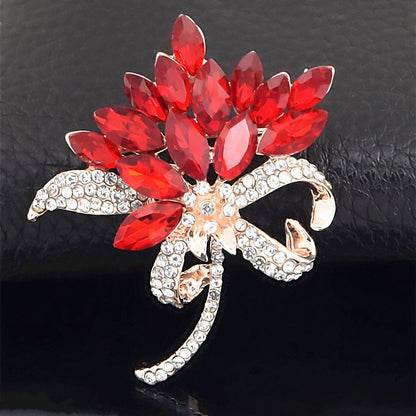 Hot selling and exquisite ink orchid, water diamond, Bauhinia bouquet, glass crystal brooch, clothing, and corsage accessories