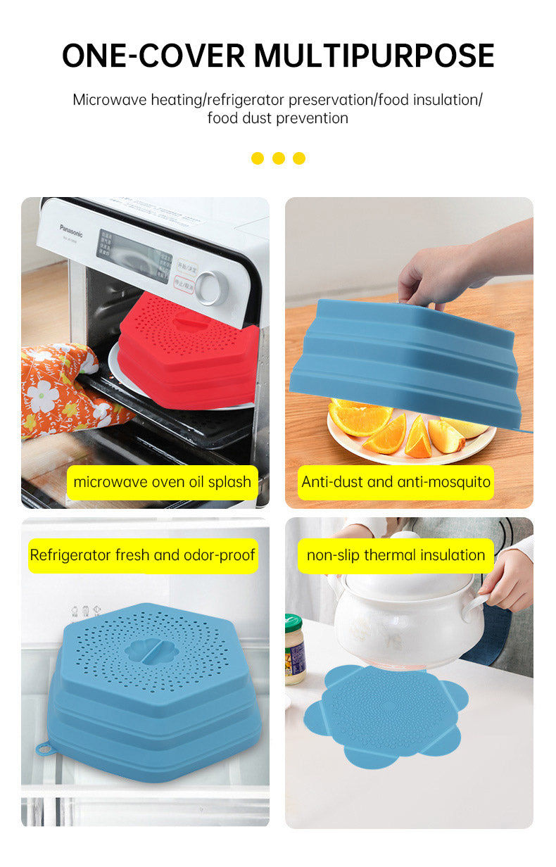 Microwave Oven Anti Spluttering Lid Collapsible Silicone Microwave Food Cover with Plate Microwave Cover lids