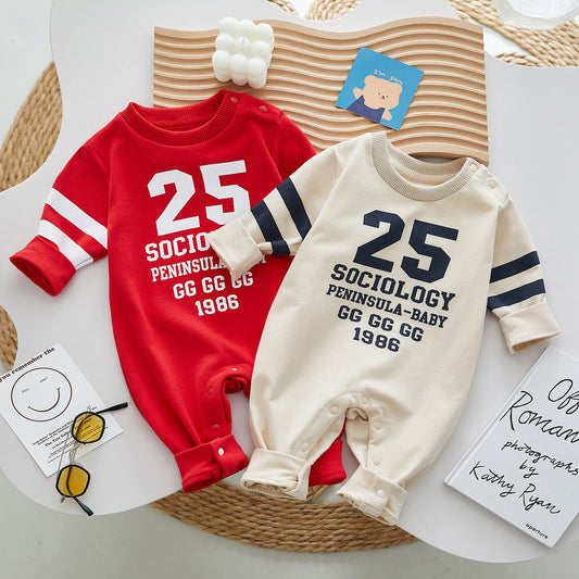 Baby Fall New Long Sleeve Romper Boy Baby Onesie Sports Style Baby Korean Version Baby Clothes