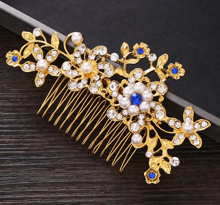 Hair comb, bridal rhinestone and pearl headdress, wedding dress accessories