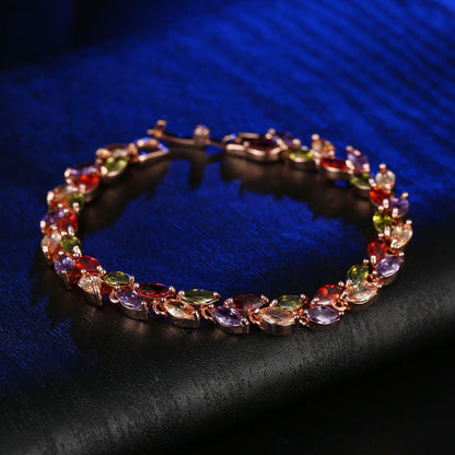 Bracelet Bracelet Jewelry Fashion Colorful Crystal Willow Leaf Bracelet Copper Zircon Bracelet