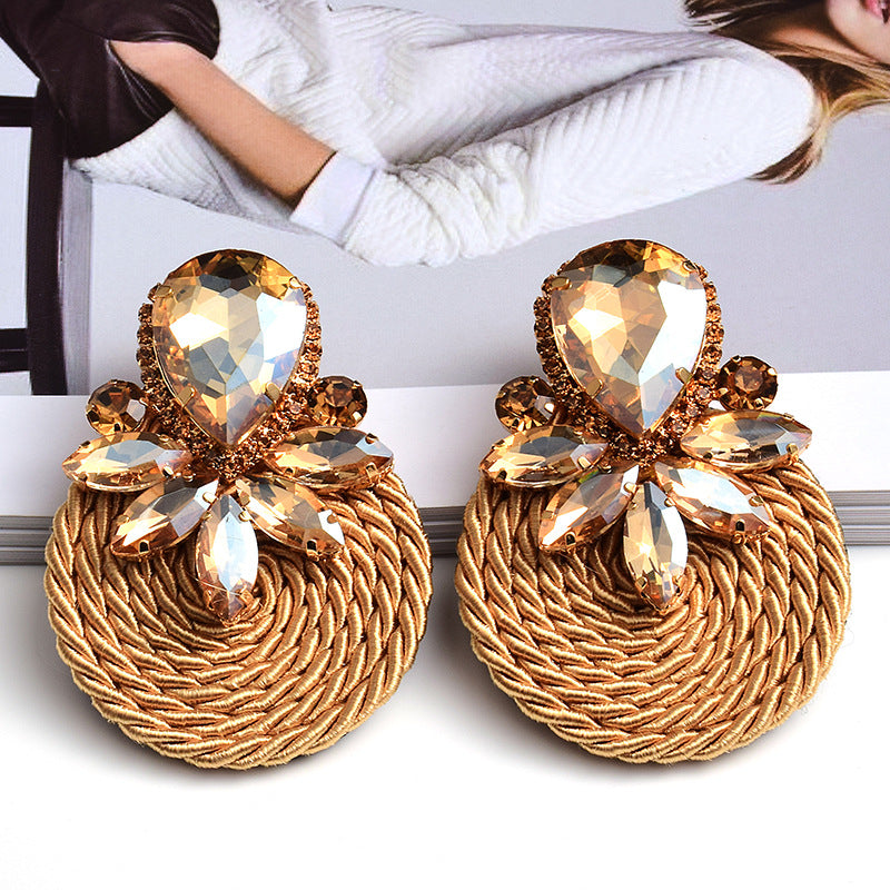 Earrings New Color Crystal Big Diamond Jewelry Round