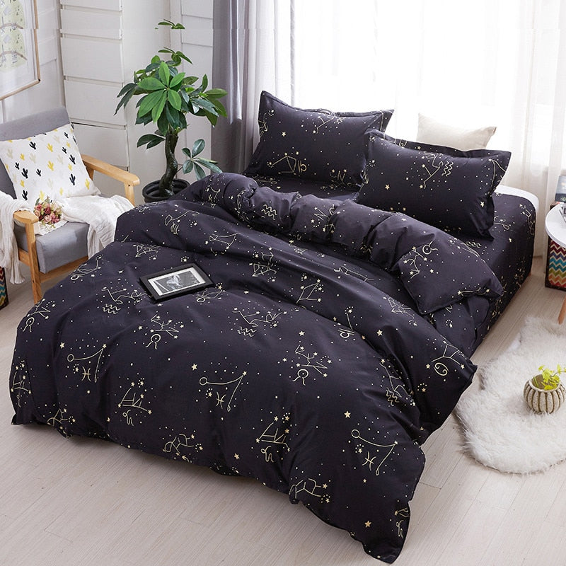 NO PILLING NO FADE Bedding Sets Single King Size 2-3PCS Star Duvet Cover Set, 4PCS Set For Duvet cover Bed Sheet Pillowcase