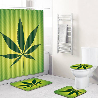 S 3D Printing Maple Leaf Bathroom Mats 180*180cm Shower Curtain 4pcs Bath Mat Sets Home Decoration