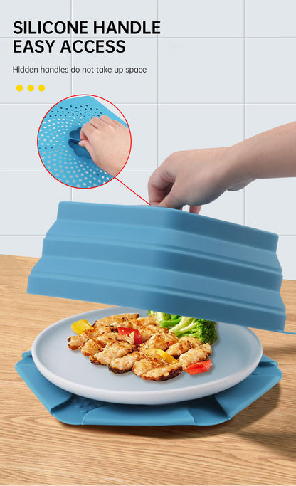 Microwave Oven Anti Spluttering Lid Collapsible Silicone Microwave Food Cover with Plate Microwave Cover lids