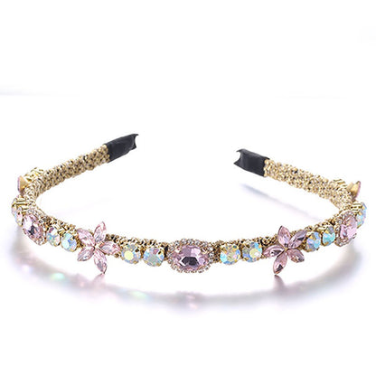 Crystal flower set with colorful glass diamond fine edge hair hoop