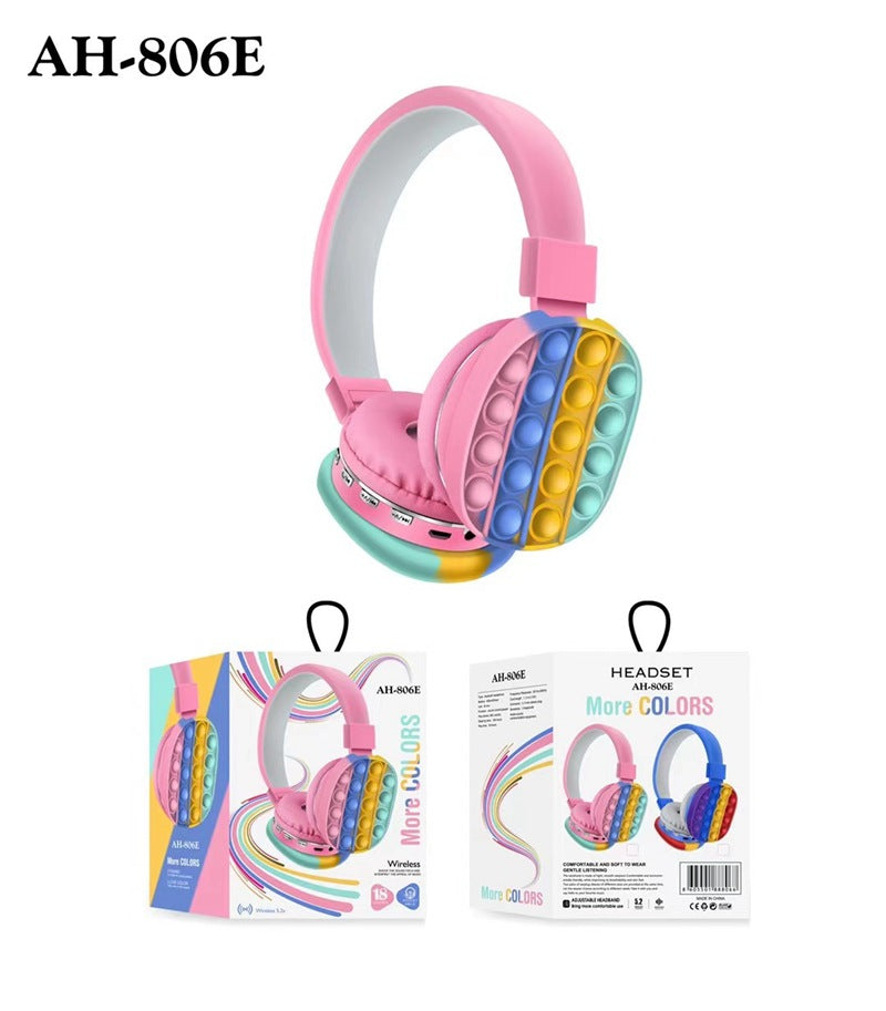 AH-806E New Net Red Head-Mounted Private Model Simple Cute Rainbow Bluetooth Stereo Headset