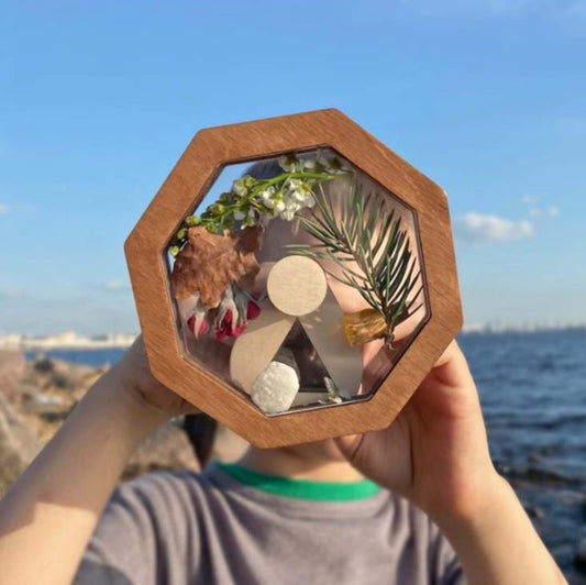 Toddler toys Wooden DIY Rotating Kaleidoscope Kit Outdoor Kids Toys