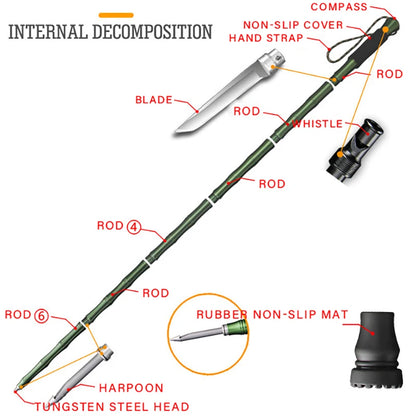 Outdoor defense Tactical stick Alpenstock Hiking Camping equipment Multifunctional folding tools Walking Sticks