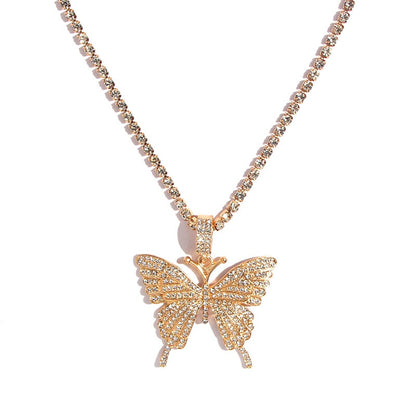 Kasajewel Gold Silver Color Butterfly Pendant Necklace Female Shiny Crystal Clavicle Chain Fashion New Design Jewelry Party Gift