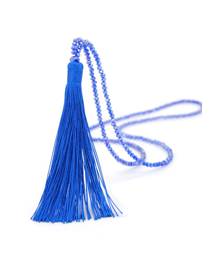 Colorful Velvet Thread Pendant Crystal Tassel Sweater Chain Women's Handmade Long Necklace Jewelry