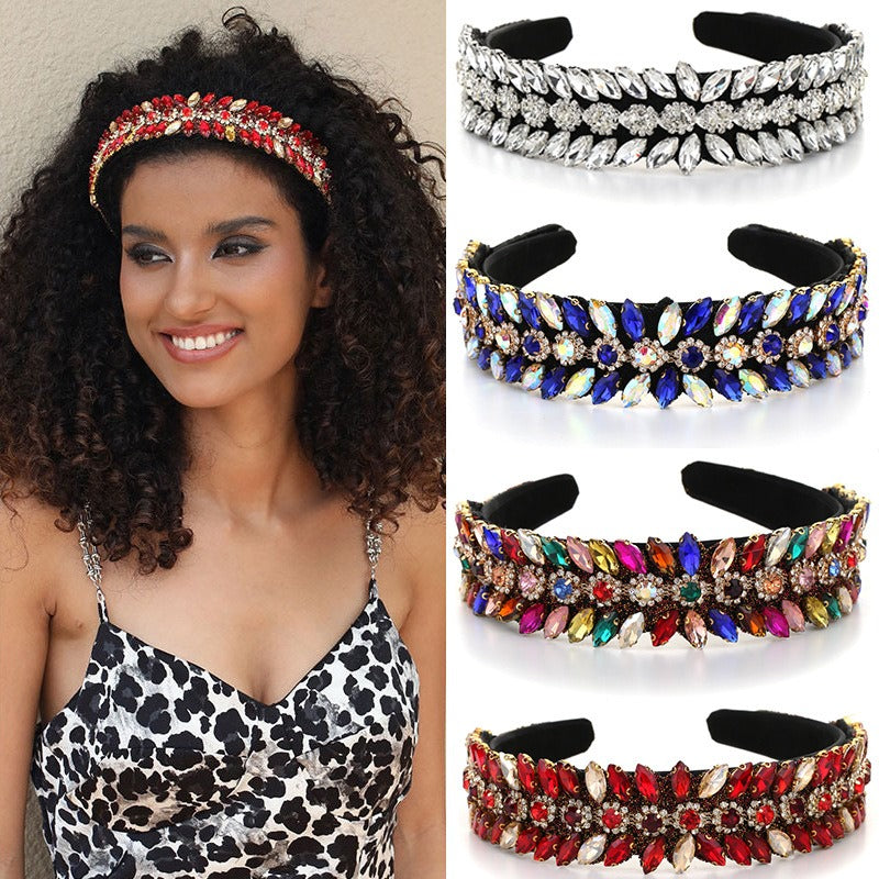 Fashionable Super Flash Set Colored Glass Diamond Crystal Headband Headband