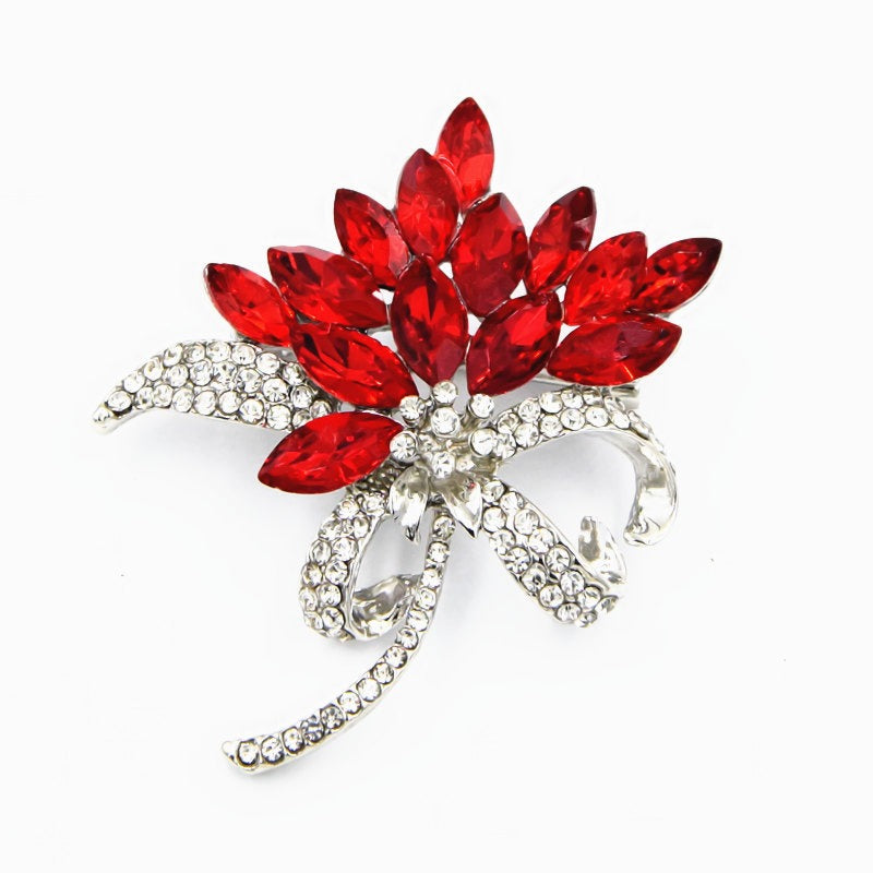 Hot selling and exquisite ink orchid, water diamond, Bauhinia bouquet, glass crystal brooch, clothing, and corsage accessories