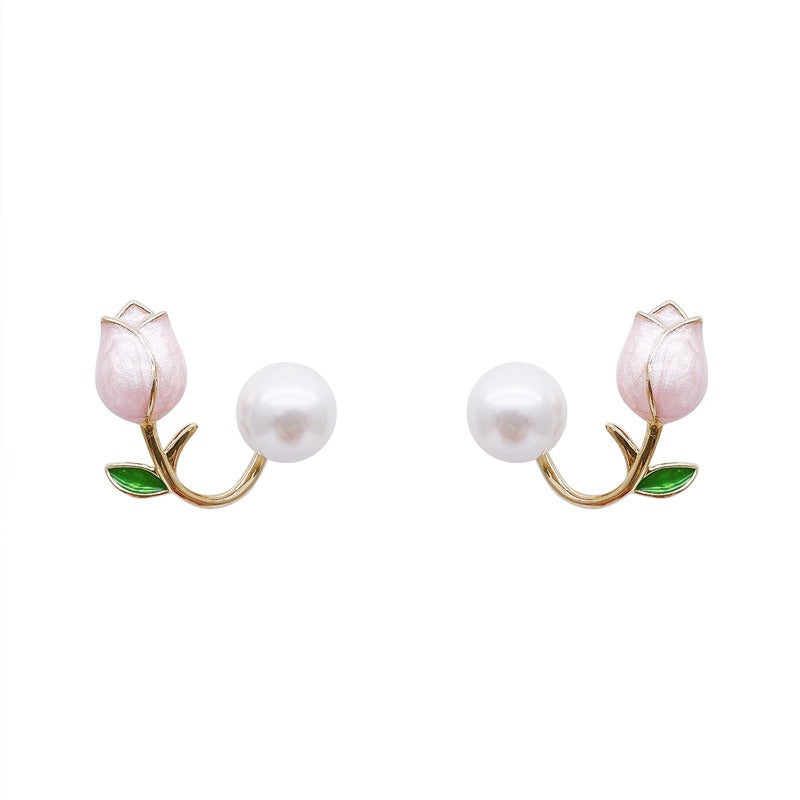 Tulip pearl earrings and earrings