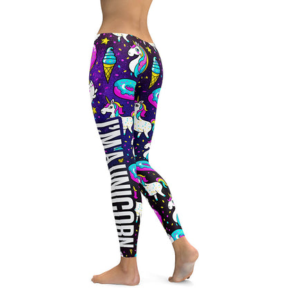 Arrival Unicorn Leggings Women Ice Cream Rainbow Letters Ring Digital Print Leggins Plus Size Workout Legging