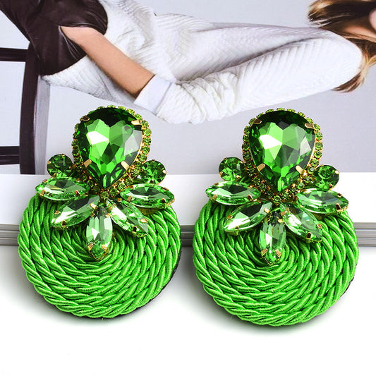 Earrings New Color Crystal Big Diamond Jewelry Round