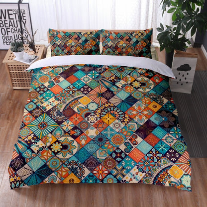 Fashionable 3 Pieces Bohemian Style Bedding Set Large Mandala Feather Printed Duvet Cover With Pillowcase Not Included Sheets