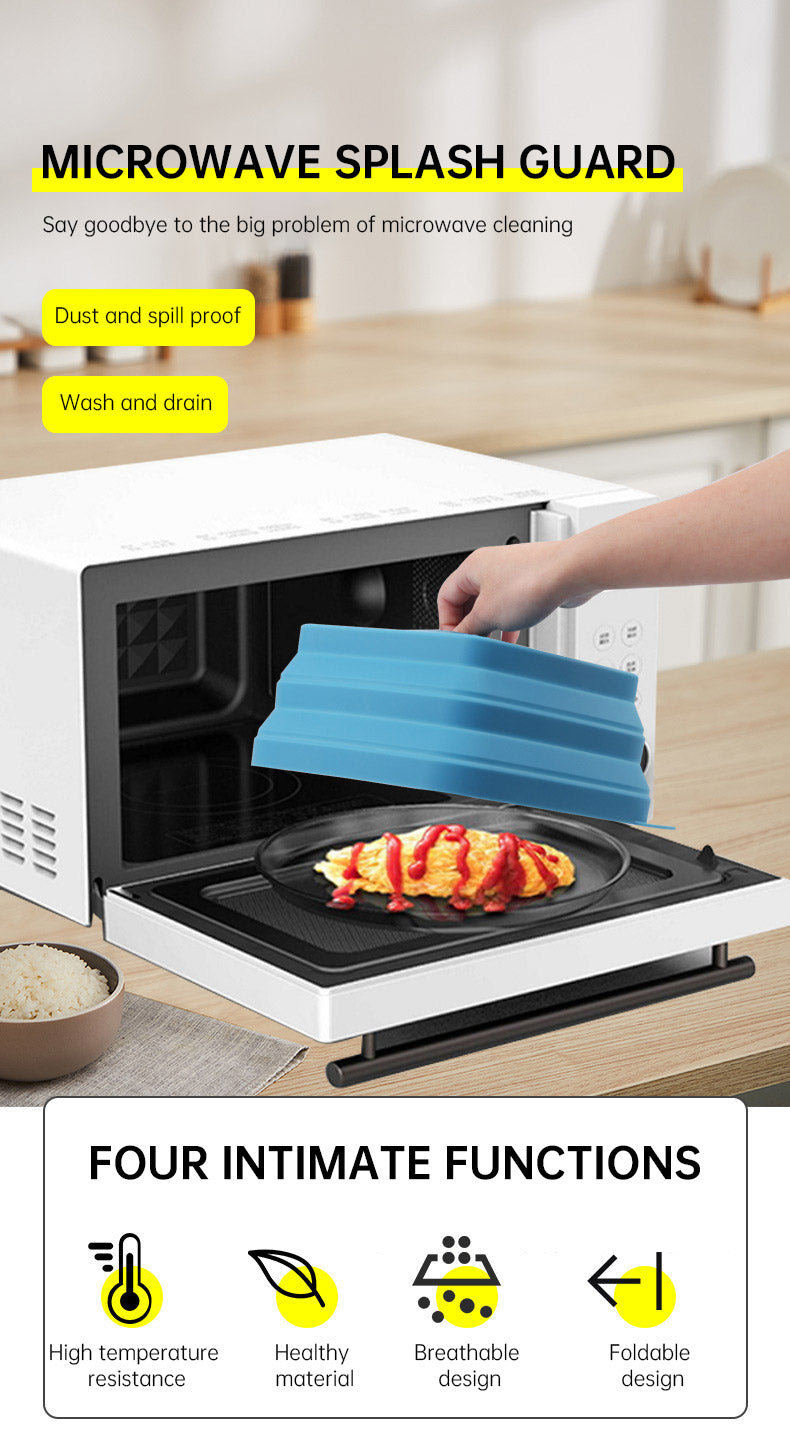 Microwave Oven Anti Spluttering Lid Collapsible Silicone Microwave Food Cover with Plate Microwave Cover lids