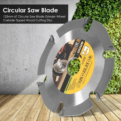 125*22mm Circular Saw Blade Cemented Carbide Tipped Wood Cutting Disc 6 Teeth Woodworking Accessories for Angle Grinders