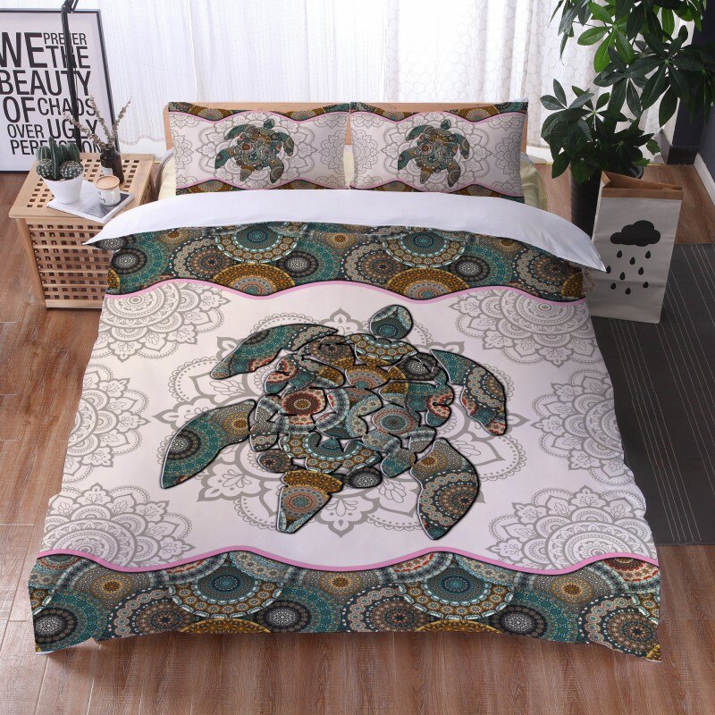 Fashionable 3 Pieces Bohemian Style Bedding Set Large Mandala Feather Printed Duvet Cover With Pillowcase Not Included Sheets