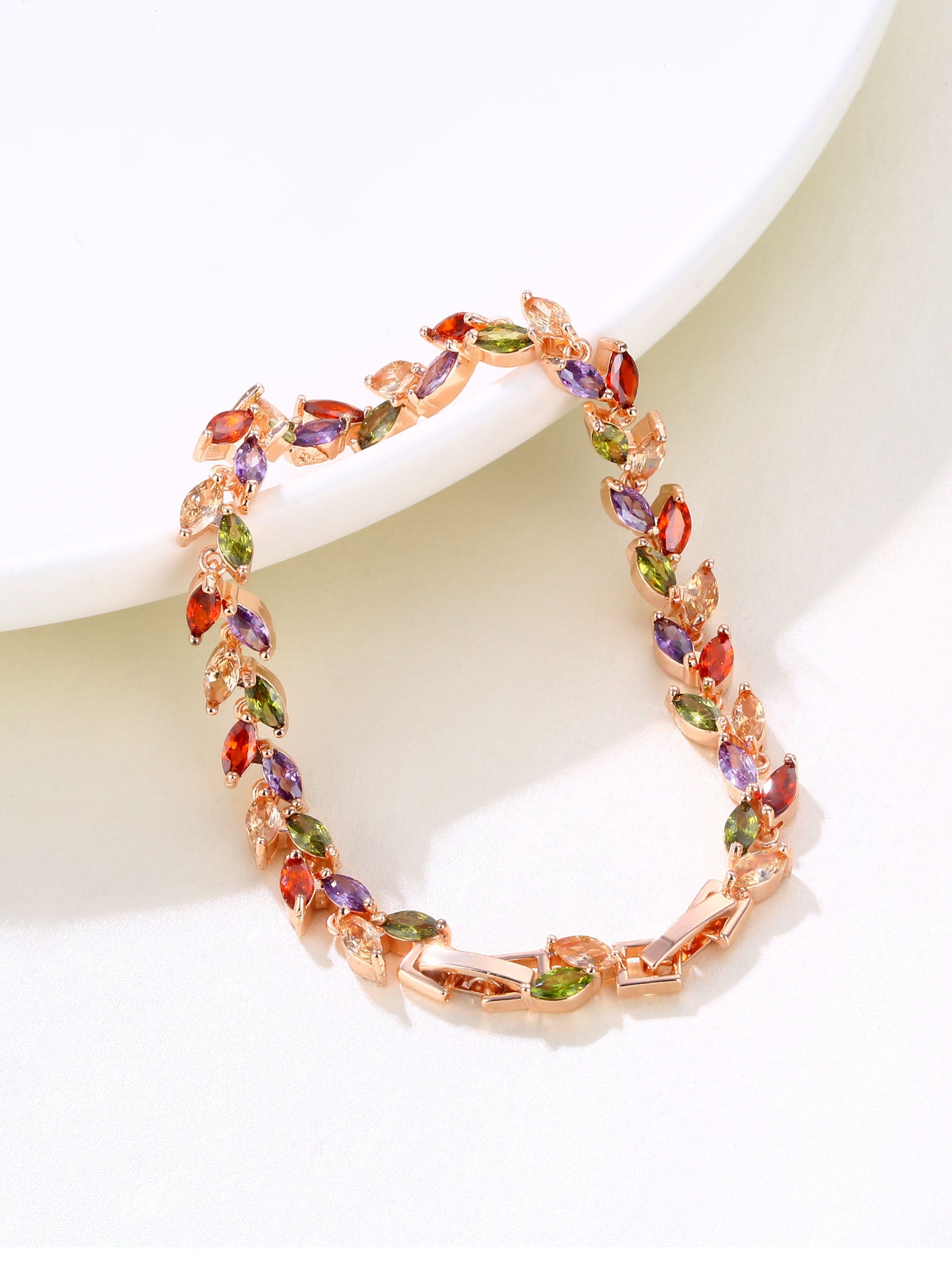 Bracelet Bracelet Jewelry Fashion Colorful Crystal Willow Leaf Bracelet Copper Zircon Bracelet